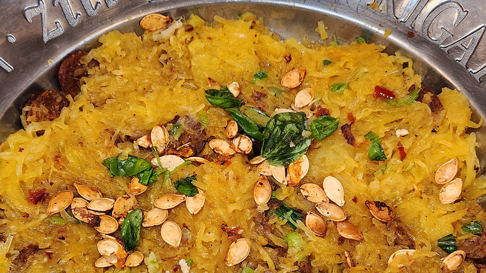 Maple-Butter Spaghetti Squash With Crispy Chorizo
